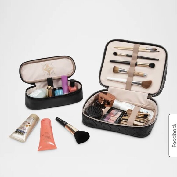 Stephanie Johnson Belize Jenny Faux Leather Train Case Black NWT Travel Makeup - Picture 12 of 12